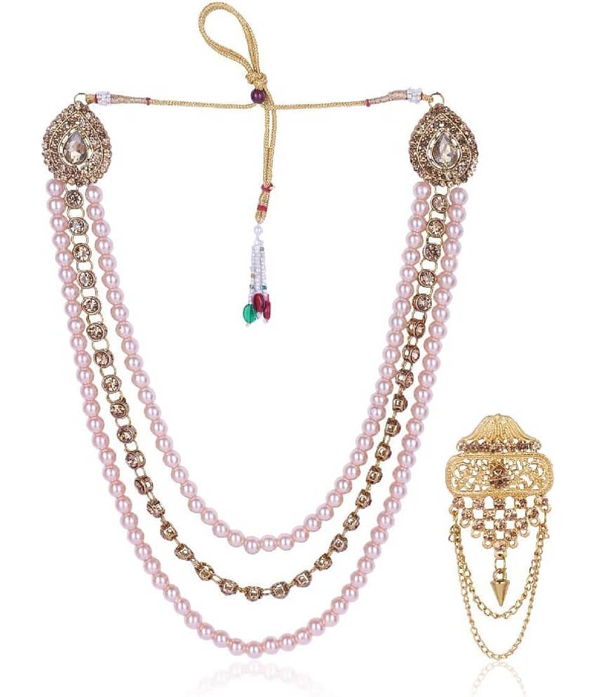 Dulha groom sherwani Necklace/Moti Mala for Men for wedding | Groom Mala and Brooch Set - Jewellery Sets | Buy online on ZillyBuy