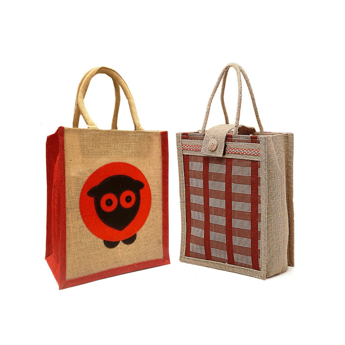     			ENSAC Handheld Bag Jute Set of 2 ( Brown )
