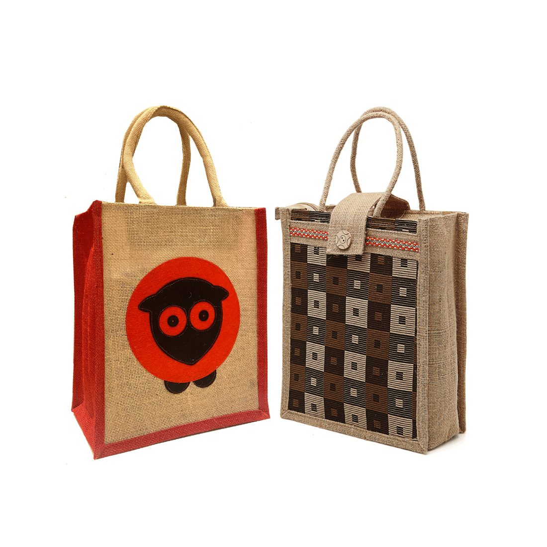     			ENSAC Handheld Bag Jute Set of 2 ( Light Grey )