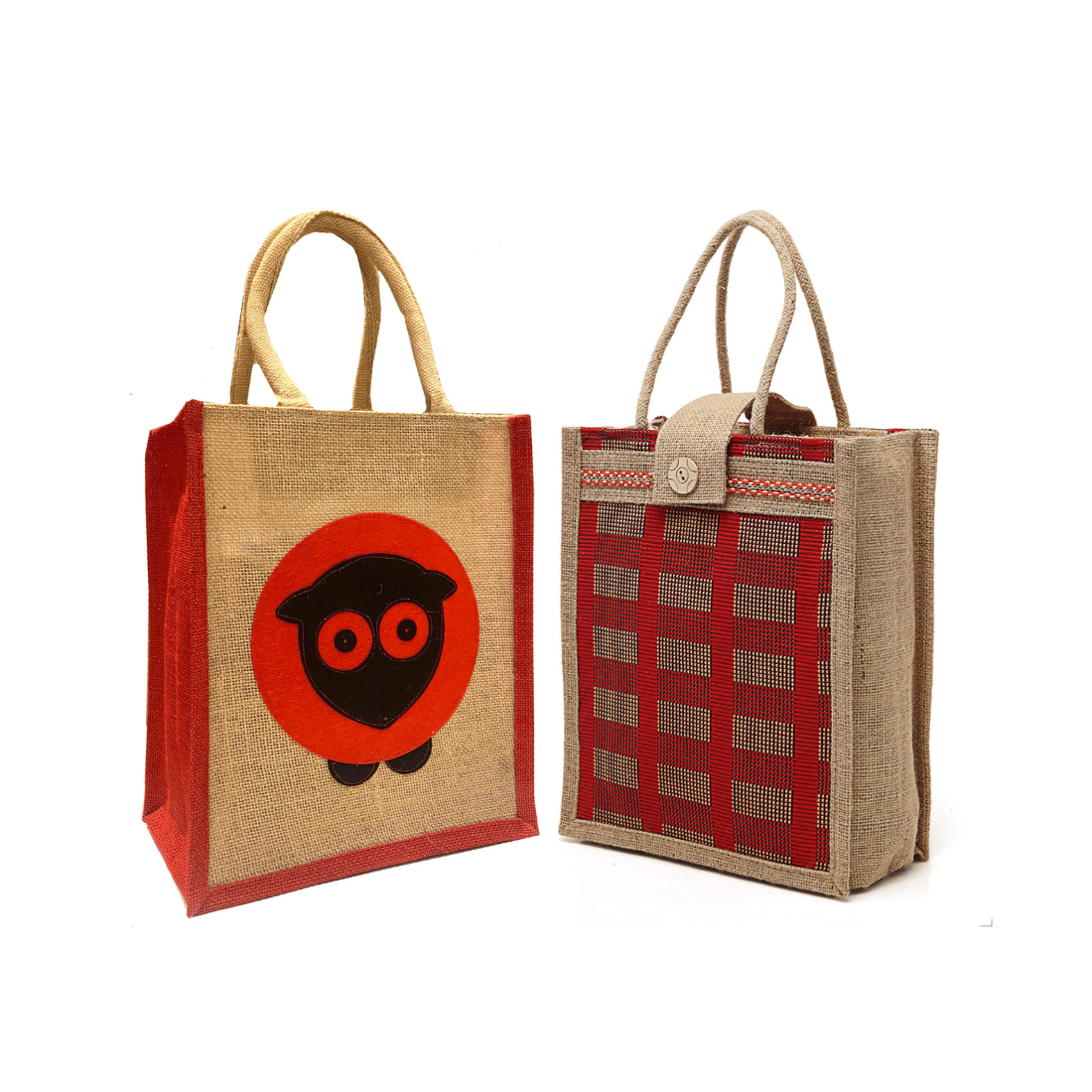     			ENSAC Handheld Bag Jute Set of 2 ( Red )