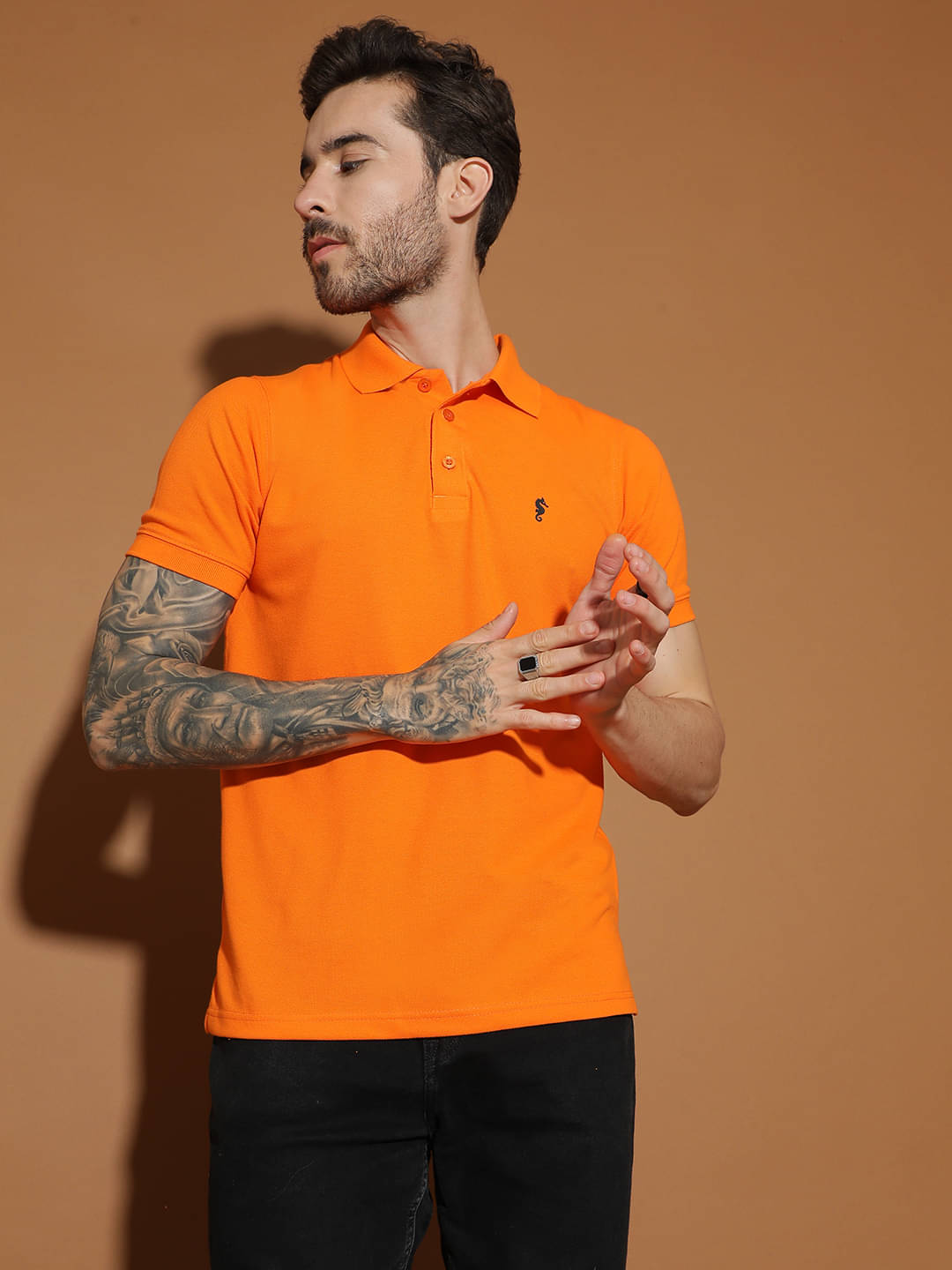 EPPE Pack of 1 Cotton Regular Fit Solid Half Sleeves Men's Polo T Shirt ( Orange ) EPPE Pack of 1 Cotton Regular Fit Solid Half Sleeves Men's Polo T Shirt ( Orange )