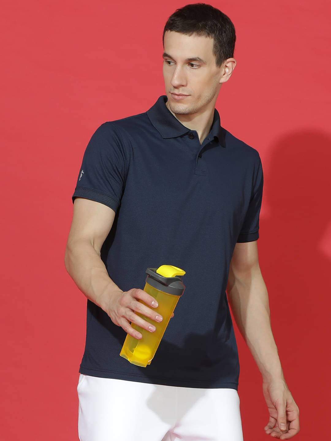     			EPPE Pack of 1 Polyester Slim Fit Solid Half Sleeves Men's Polo T Shirt ( Navy Blue )