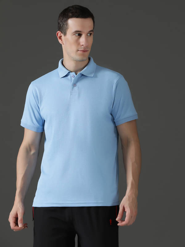     			EPPE Pack of 1 Polyester Slim Fit Solid Half Sleeves Men's Polo T Shirt ( Sky Blue )