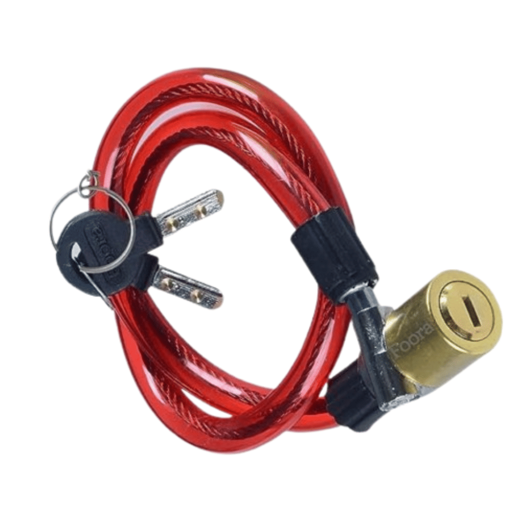     			Foora Red Cable Type Helmet Lock - Key Lock