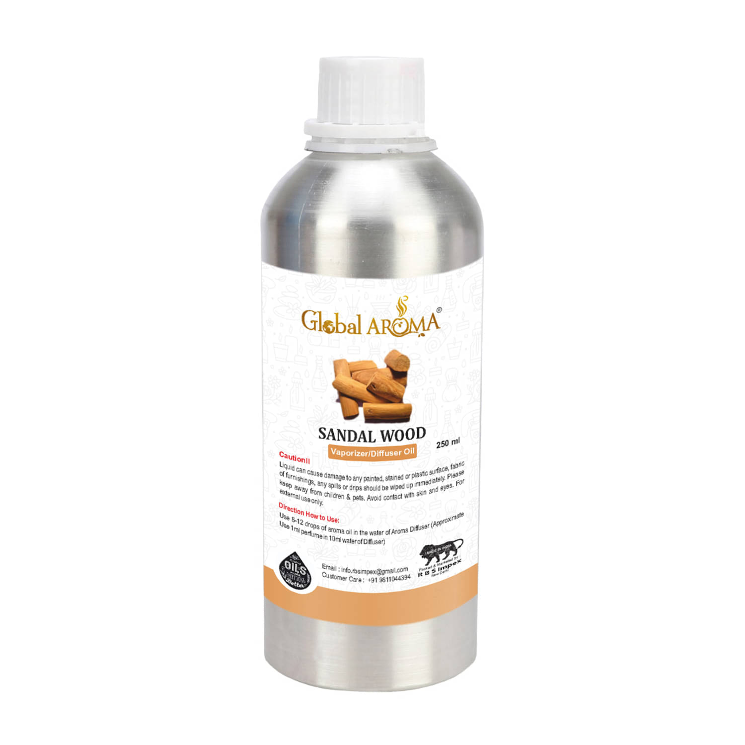 GLOBAL AROMA Sandalwood Fragrance Aroma Diffusers Oil - 250 ML GLOBAL AROMA Sandalwood Fragrance Aroma Diffusers Oil - 250 ML