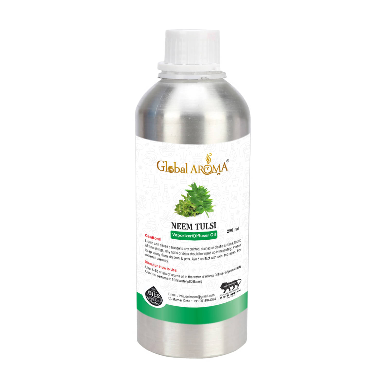 GLOBAL AROMA Neem Tulsi Fragrance Aroma Diffusers Oil - 250 ML GLOBAL AROMA Neem Tulsi Fragrance Aroma Diffusers Oil - 250 ML
