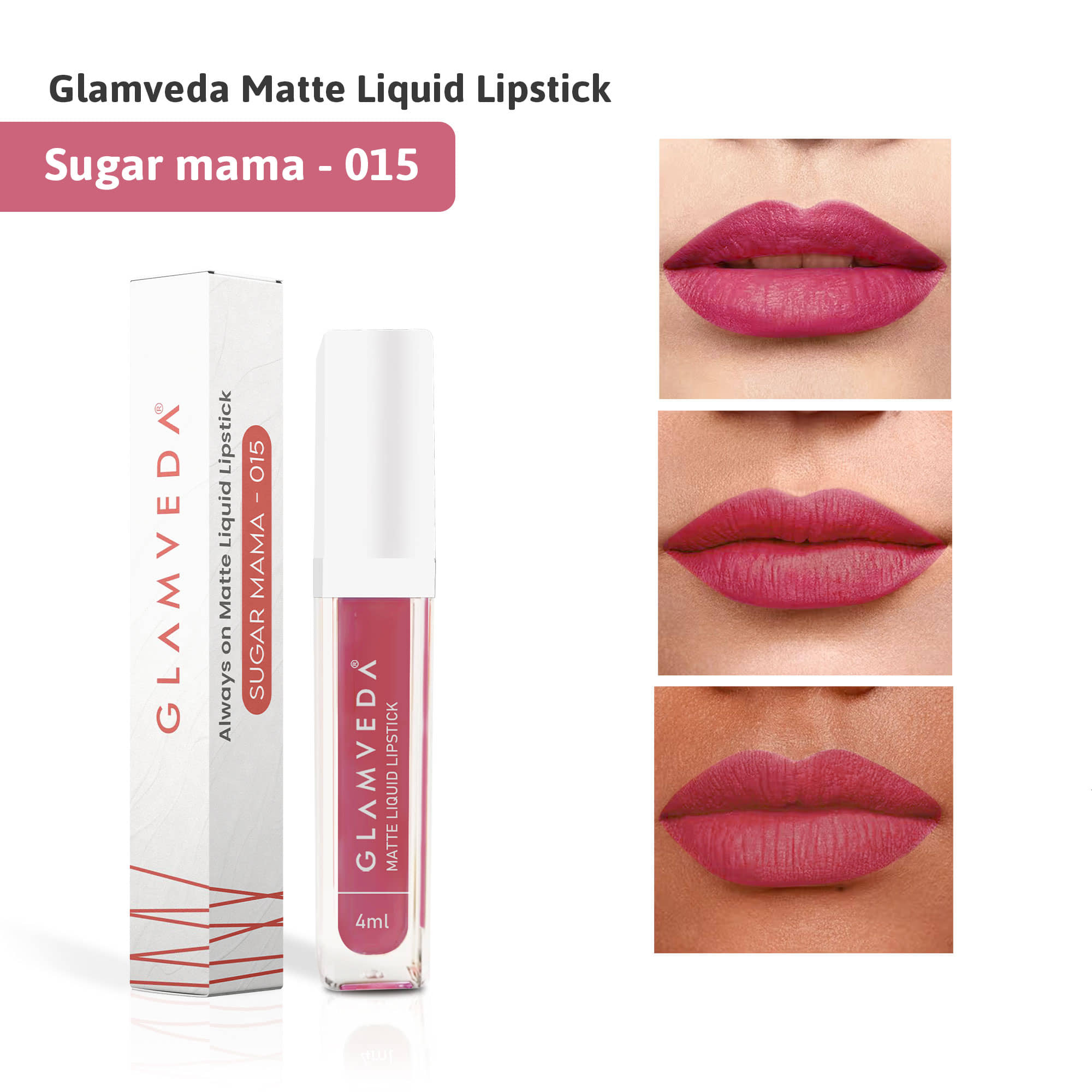 Glamveda Matte Liquid Lipstick, 12Hr Stay, Lightweight & Transferproof, (First crush - 011) 4ml