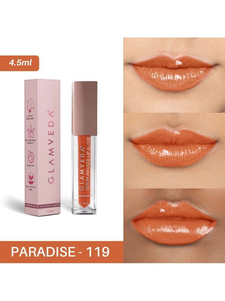     			Glamveda High Shine Serum Infused Lip Gloss | Paradise - 119 ( Coral Shade ) 4.5ml