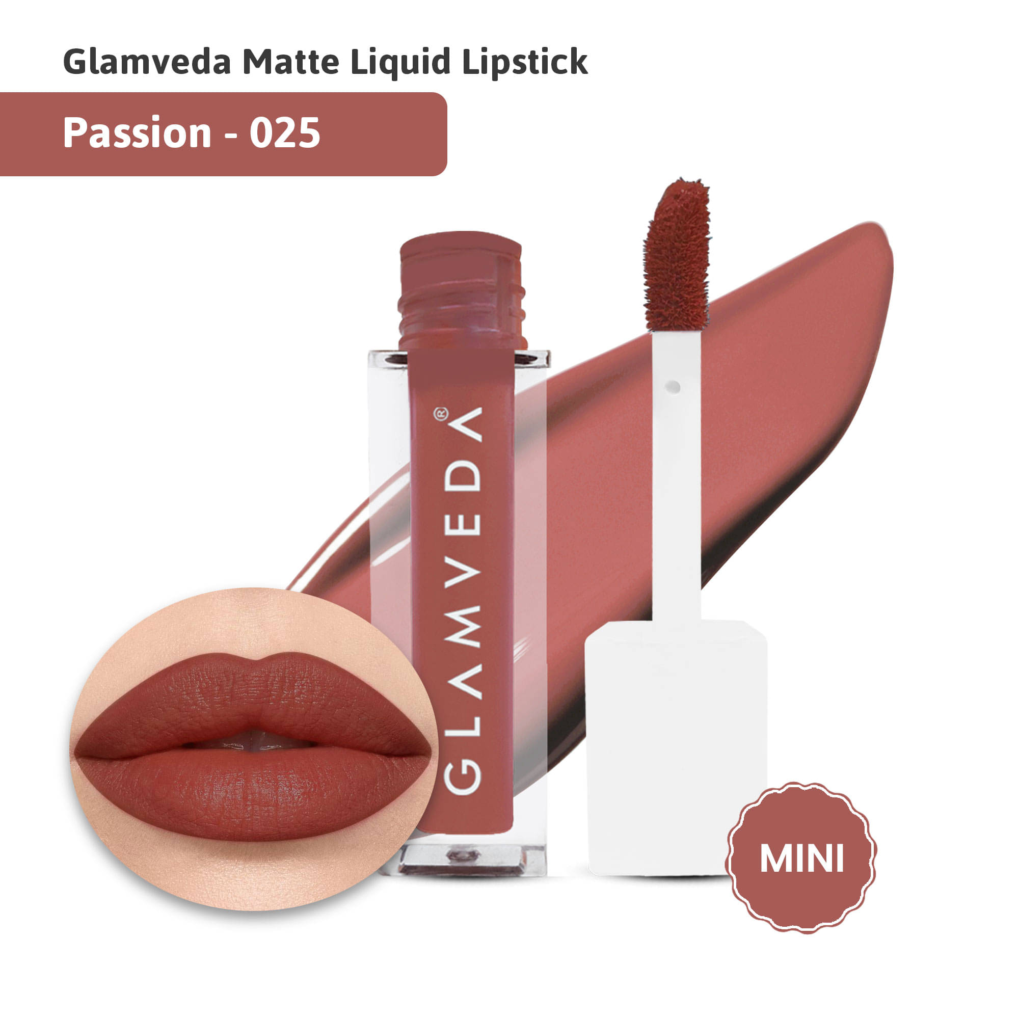     			Glamveda X Rashami Desai Matte Mini Liquid Lipstick, Nude Brown shade (Passion - 025) 1.2ml