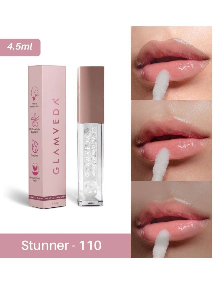 Glamveda High Shine Serum Infused Lip Gloss | Transparent Lip Gloss (Stunner - 110) 4.5ml Glamveda High Shine Serum Infused Lip Gloss | Transparent Lip Gloss (Stunner - 110) 4.5ml