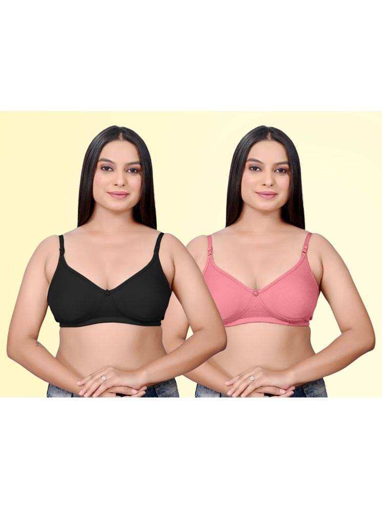 HAYA Pack of 2 Cotton Non Padded Women's Everyday Bra ( Multicolor ) Pushup D706 HAYA Pack of 2 Cotton Non Padded Women's Everyday Bra ( Multicolor ) Pushup D706
