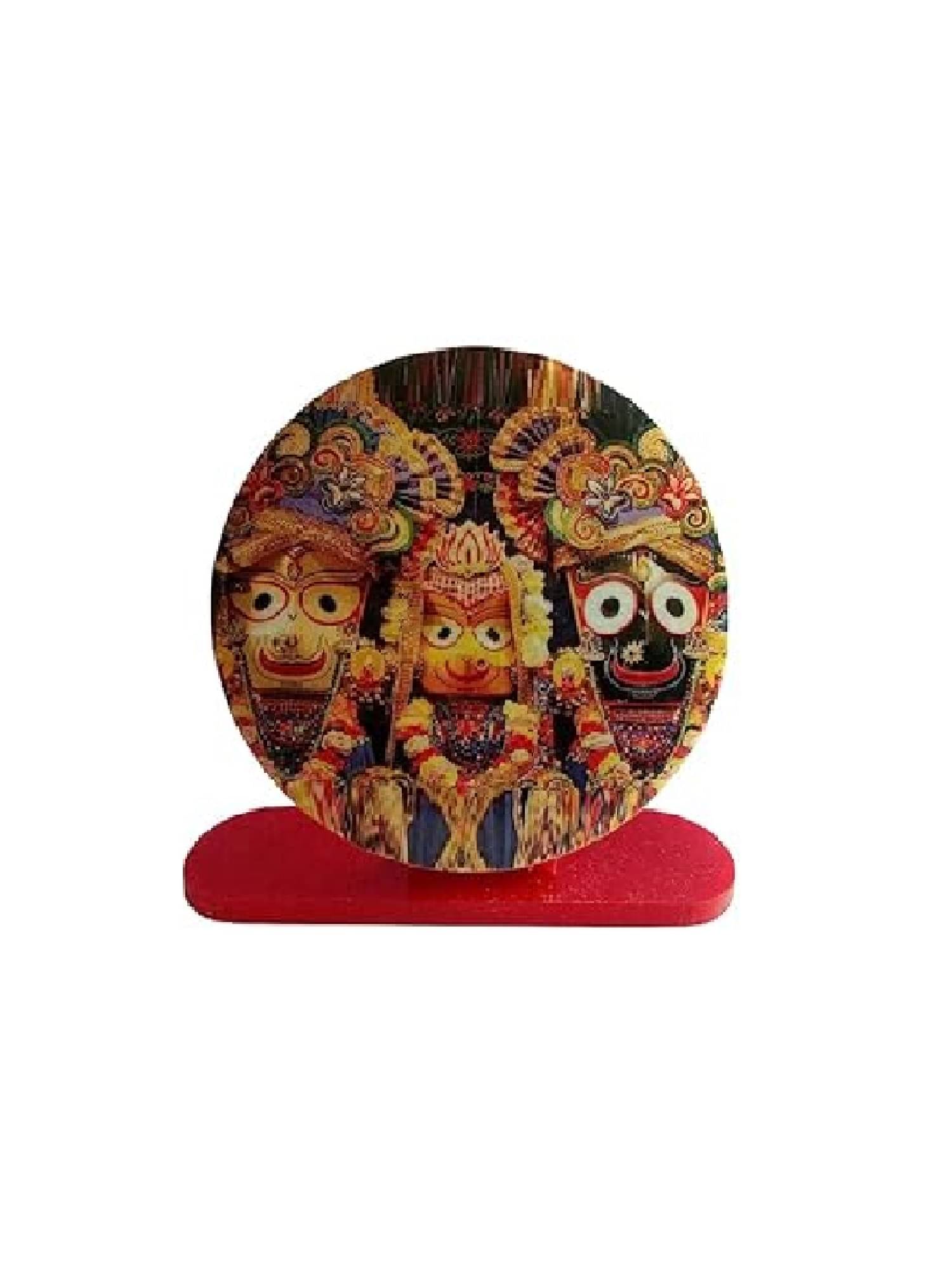     			Hare Krishna Food For Soul Jaganath Balaram Subhadra Ji Car Stand Lord Jagannath Ideal For Car Dashboard ( Pack of 1 )