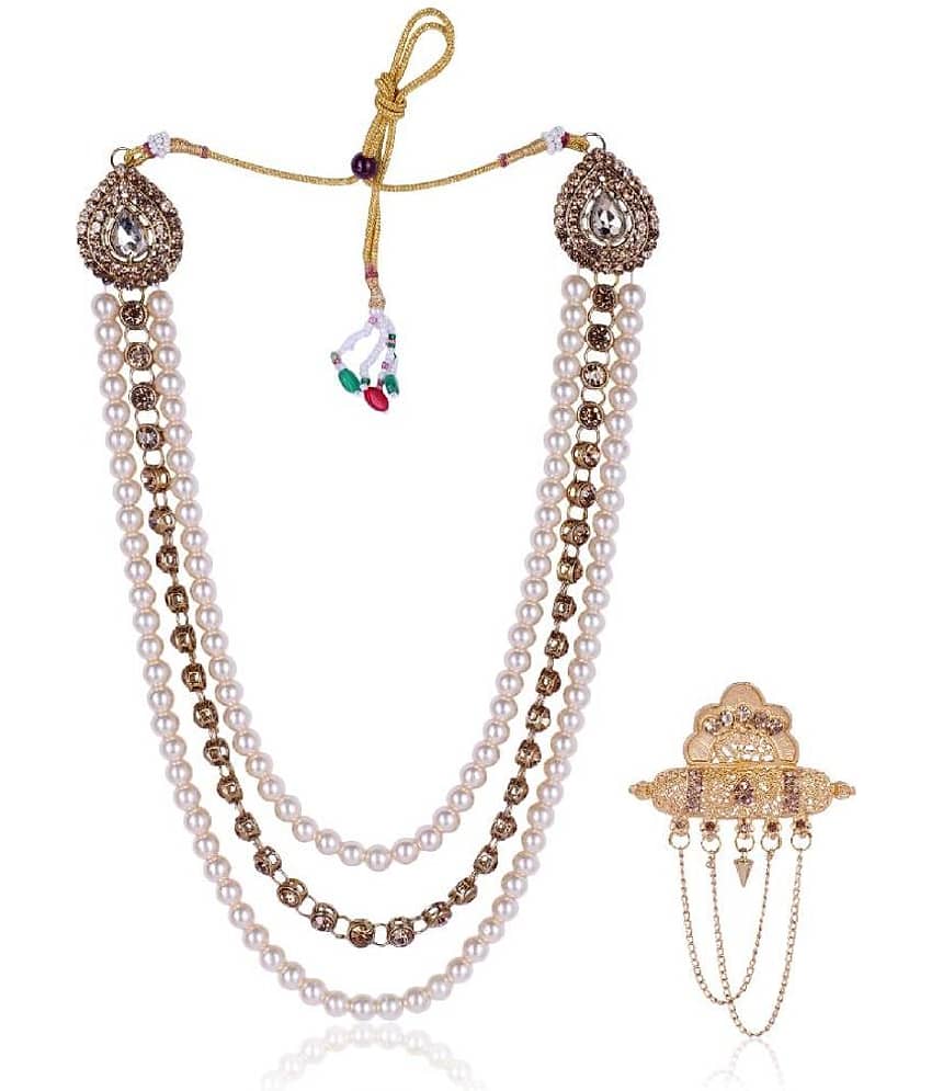 JDulha groom sherwani Necklace/Moti Mala for Men for wedding | Groom Mala and Brooch Set - Jewellery Sets | Buy online on ZillyBuy