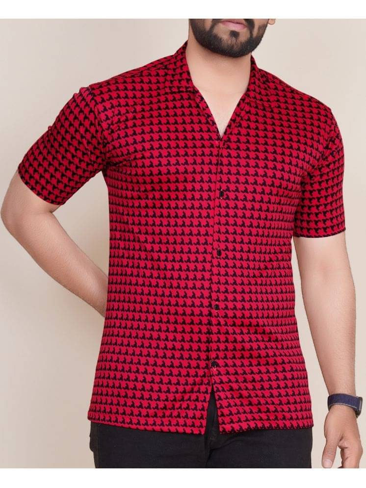 KAJARU Polyester Regular Fit Printed Half Sleeves Men's Casual Shirt - Red ( Pack of 1 ) KAJARU Polyester Regular Fit Printed Half Sleeves Men's Casual Shirt - Red ( Pack of 1 )