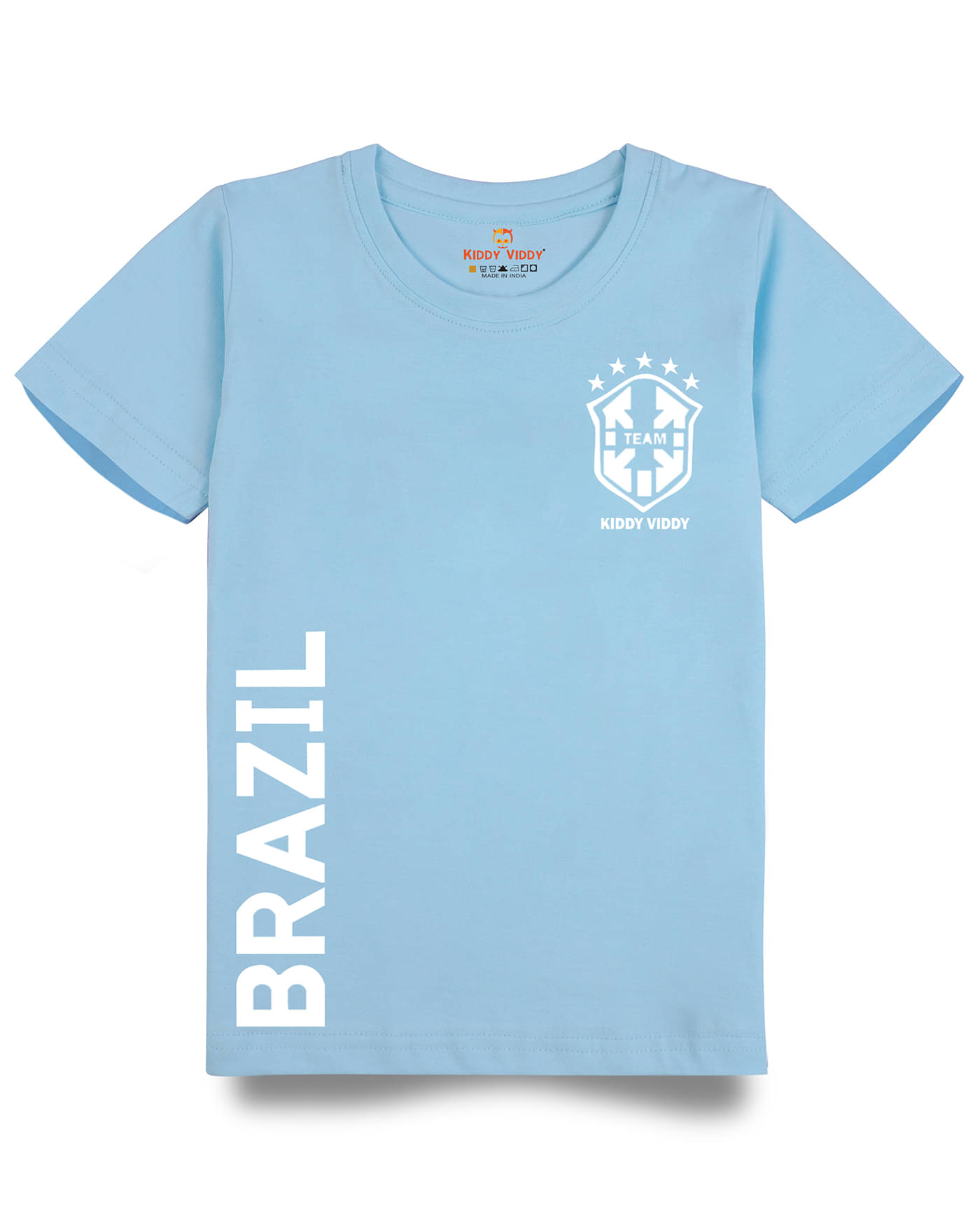     			KIDDY VIDDY Pack of 1 Boys Cotton T-Shirt ( Sky Blue )