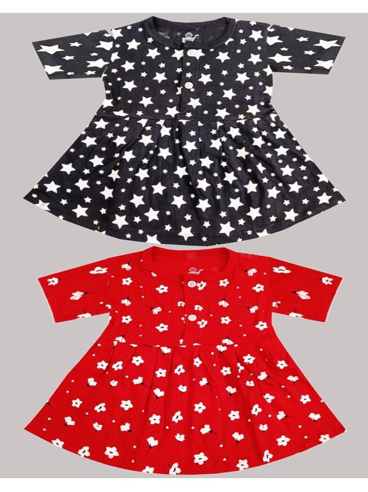     			KidzzCart Pack of 2 Baby Girls Cotton Frock ( Black & Red )