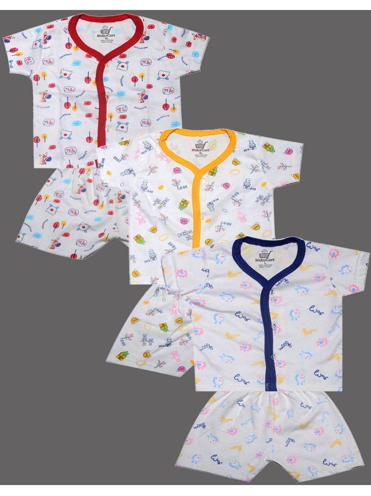 KidzzCart Pack of 3 Unisex for Baby Cotton T-Shirt & Shorts ( Multicolor ) KidzzCart Pack of 3 Unisex for Baby Cotton T-Shirt & Shorts ( Multicolor )