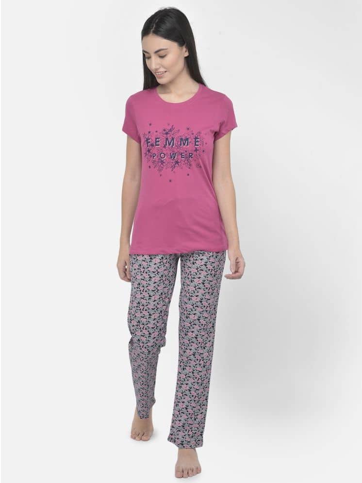 LYRA Fluorescent Pink Cotton Women's Nightwear Nightsuit Sets ( Pack of 1 ) - Nightwear & Loungewear | Buy online on ZillyBuy