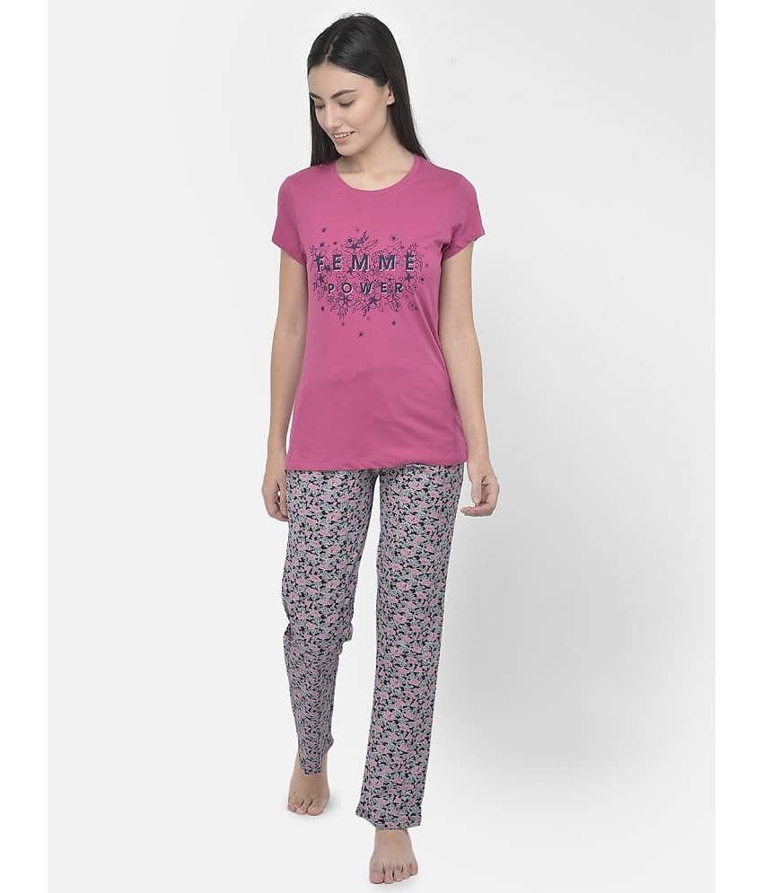 LYRA Fluorescent Pink Cotton Women's Nightwear Nightsuit Sets ( Pack of 1 ) - Nightwear & Loungewear | Buy online on ZillyBuy
