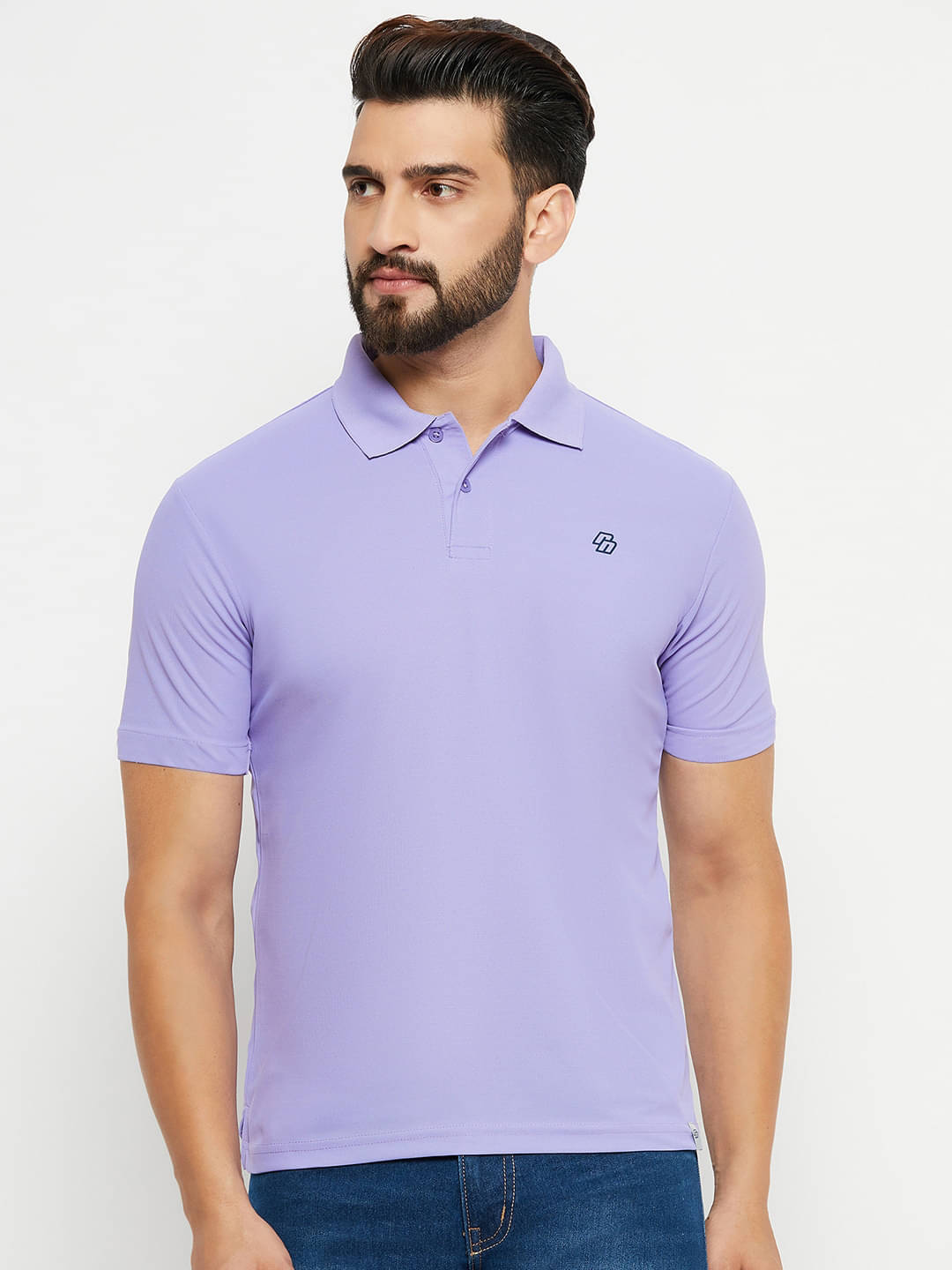     			Nuovo Pack of 1 Cotton Blend Regular Fit Solid Half Sleeves Men's Polo T Shirt ( Purple )