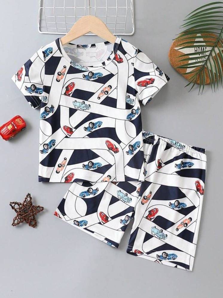     			Ocvito Pack of 1 Boys Cotton T-Shirt & Shorts Set ( Navy )