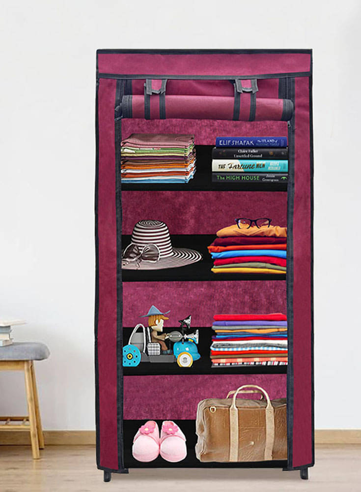 PHILOSHOP 4 Layer Metal Shoe Rack Stand with Cover Shoe Organiser for Home & Office (Maroon) PHILOSHOP 4 Layer Metal Shoe Rack Stand with Cover Shoe Organiser for Home & Office (Maroon)