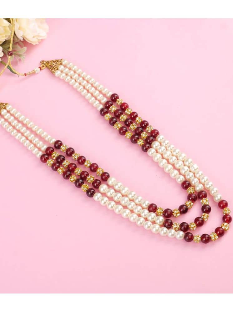 Pearl beads Dulha groom sherwani Necklace/Moti Mala for Men for wedding | Exquisite Groom Mala | Perfect for Grooms - Jewellery Sets | Buy online on ZillyBuy