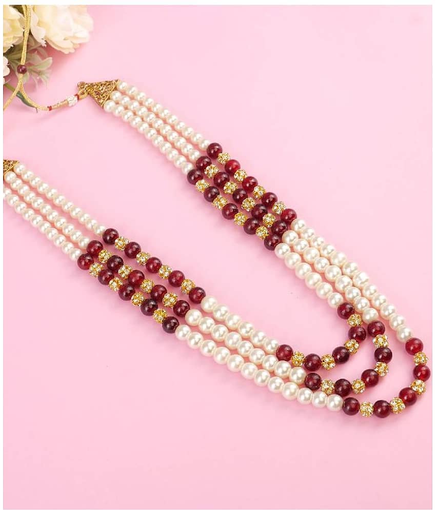 Pearl beads Dulha groom sherwani Necklace/Moti Mala for Men for wedding | Exquisite Groom Mala | Perfect for Grooms - Jewellery Sets | Buy online on ZillyBuy
