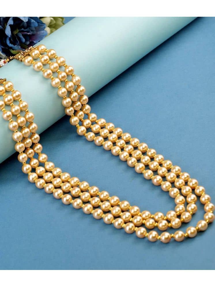 Pearl beads Dulha groom sherwani Necklace/Moti Mala for Men for wedding | Exquisite Groom Mala | Perfect for Grooms - Jewellery Sets | Buy online on ZillyBuy