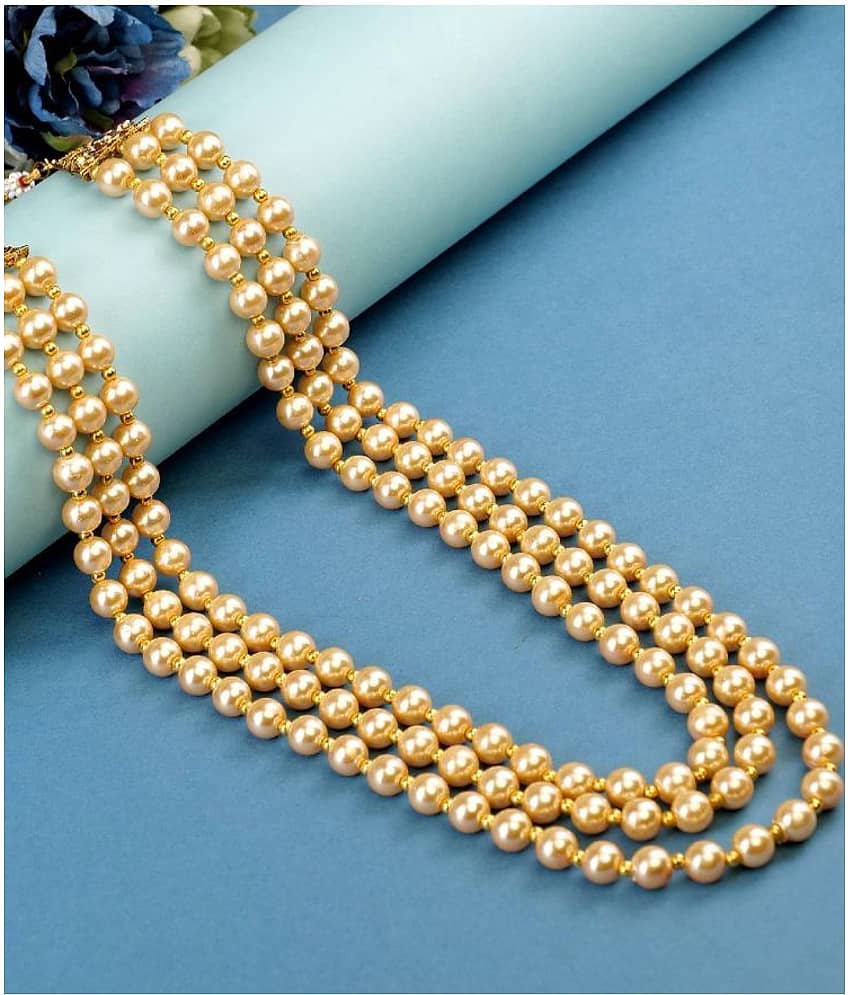 Pearl beads Dulha groom sherwani Necklace/Moti Mala for Men for wedding | Exquisite Groom Mala | Perfect for Grooms - Jewellery Sets | Buy online on ZillyBuy