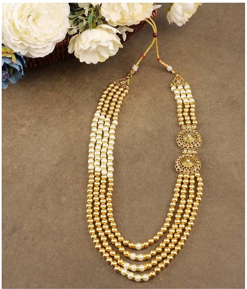 Pearl beads Dulha groom sherwani Necklace/Moti Mala for Men for wedding | Exquisite Groom Mala | Perfect for Grooms - Jewellery Sets | Buy online on ZillyBuy