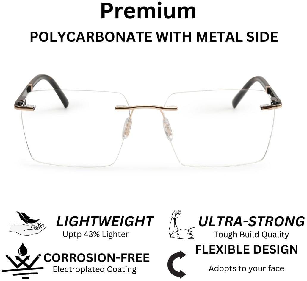 Redex Gold Rectangular Eyeglass Frame ( Pack of 1 ) Redex Gold Rectangular Eyeglass Frame ( Pack of 1 )