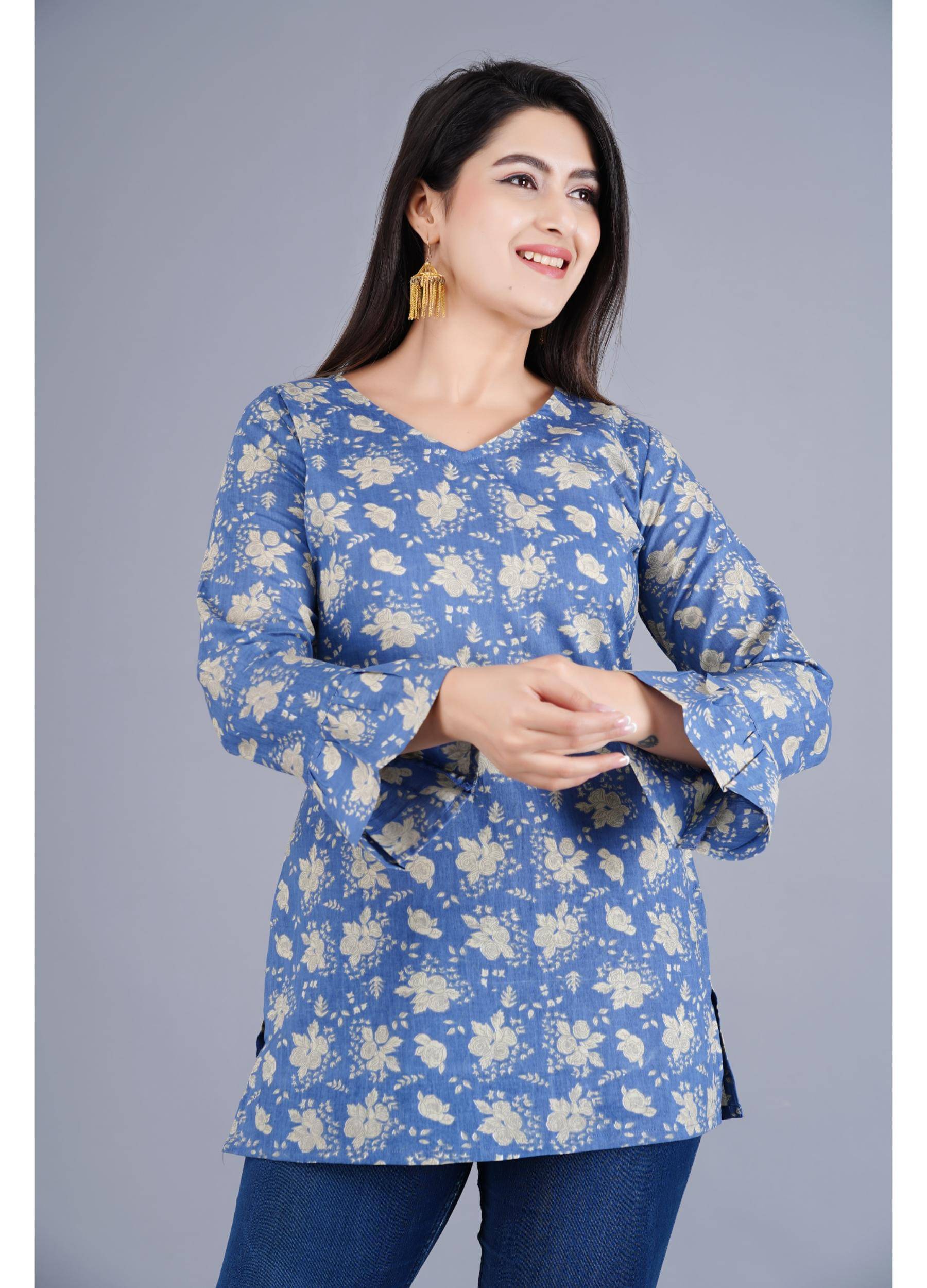     			SUKTI Women's Rayon Tunic ( Blue )