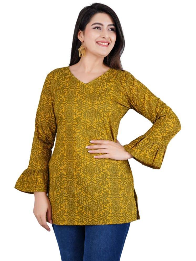     			SUKTI Women's Cotton Blend Tunic ( Mustard )