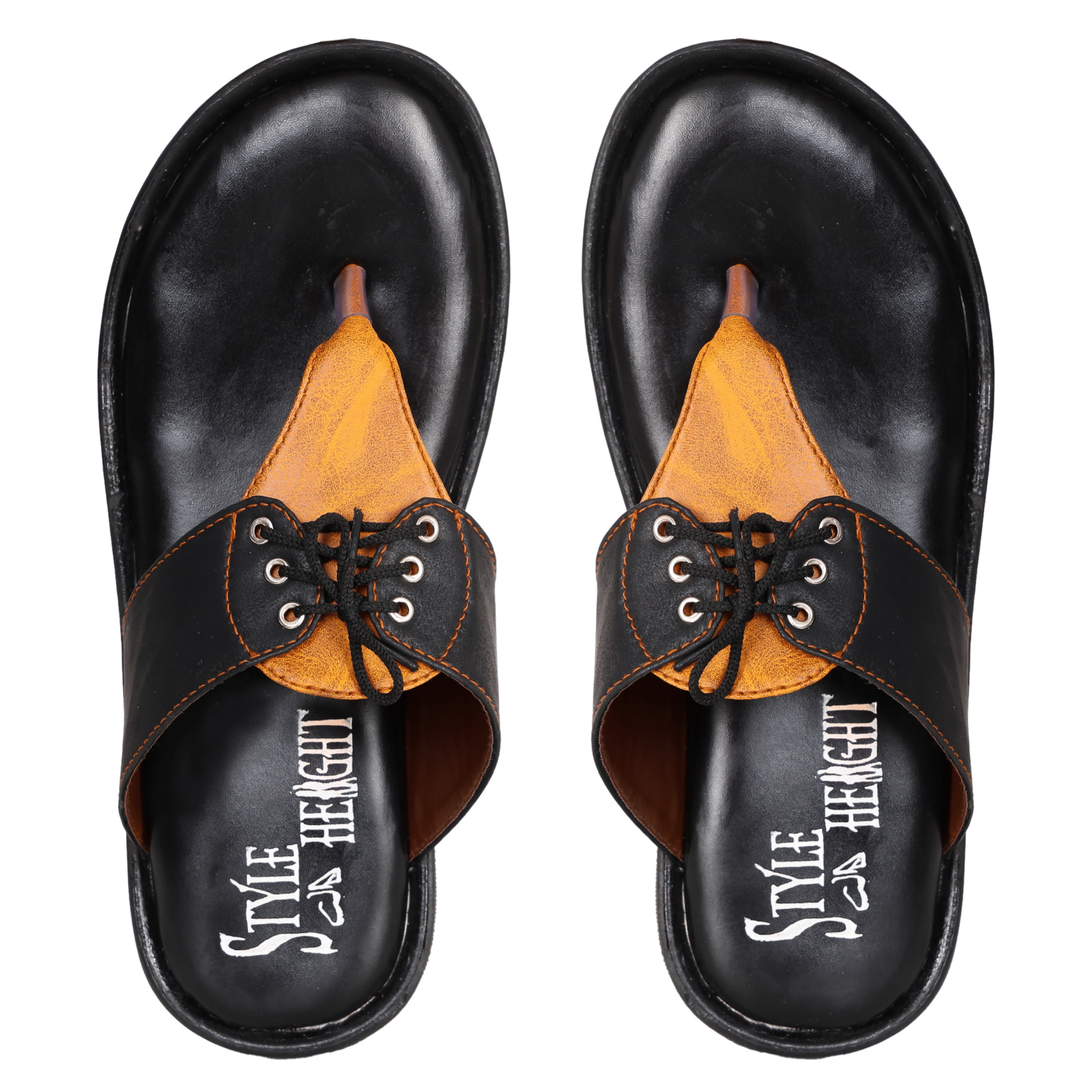 Style Height Black Men's Leather Slipper Style Height Black Men's Leather Slipper