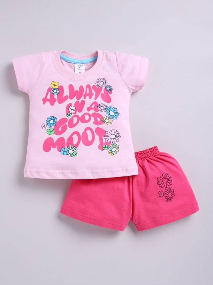     			Todd N Teen Pack of 1 Baby Girls Cotton T-Shirt & Shorts ( Pink )