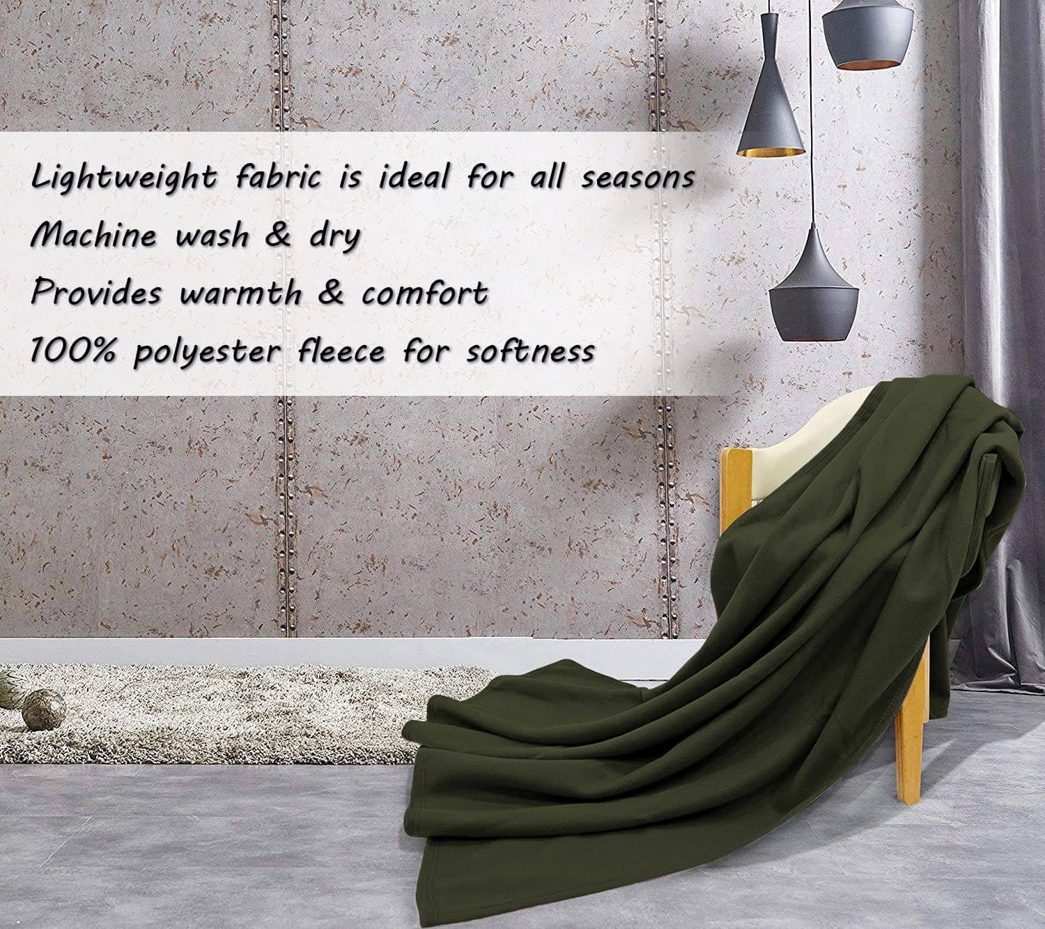     			UrbanArts Fleece Solid Single Bed Blanket ( 228 cm x 152 cm ) - Green ( Pack of 1 )