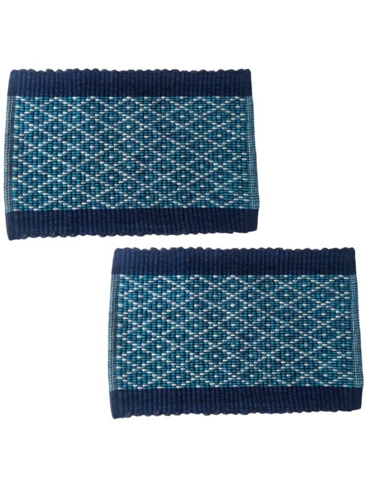 UrbanArts - Regular Polycotton Door Mat ( 60 X 40 cm ) Set of 2 - Blue