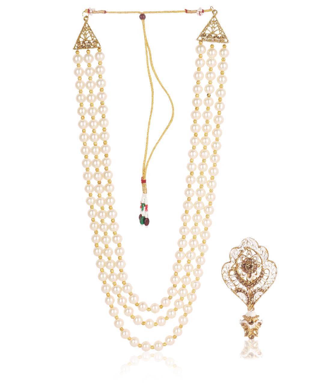 Wedding Groom Mala & Brooch Set for Men - Jewellery Sets | Buy online on ZillyBuy
