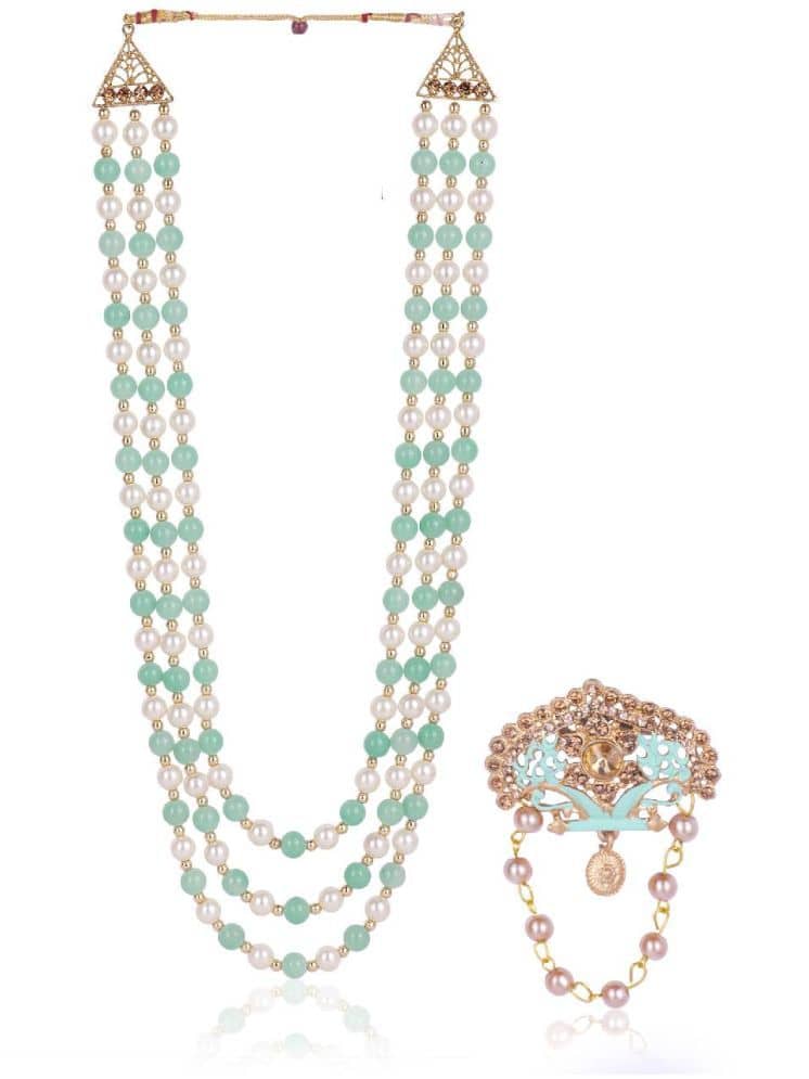 Wedding Groom Mala & Brooch Set for Men - Jewellery Sets | Buy online on ZillyBuy