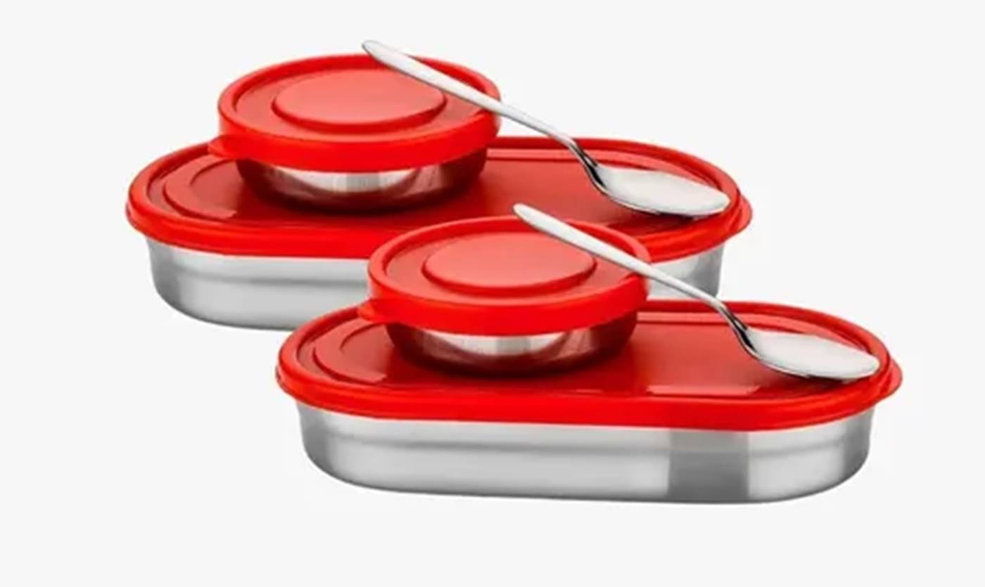     			analog kichenware School/College/Office Stainless Steel Lunch Box 4 - Container ( Pack of 2 )