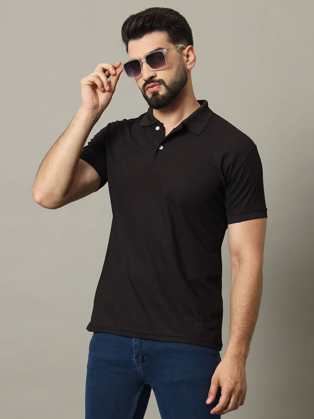     			connan Pack of 1 Cotton Blend Regular Fit Solid Half Sleeves Men's Polo T Shirt ( Black )