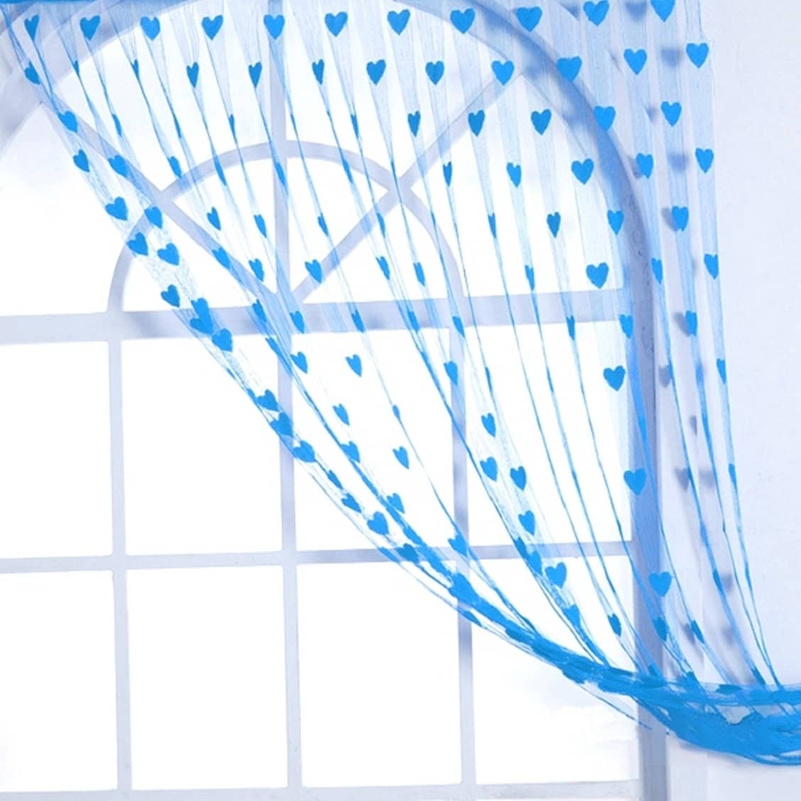 gharsaaz Abstract Transparent Rod Pocket Curtain 6.5 ft ( Pack of 1 ) - Blue