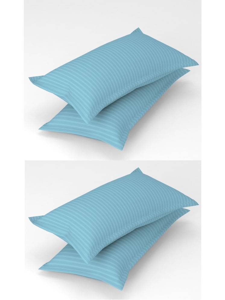     			gharsaaz - Pack of 4 Poly Cotton Vertical Striped Standard Size Pillow Cover ( 68.58 cm(27) x 43.18 cm(17) ) - Aqua