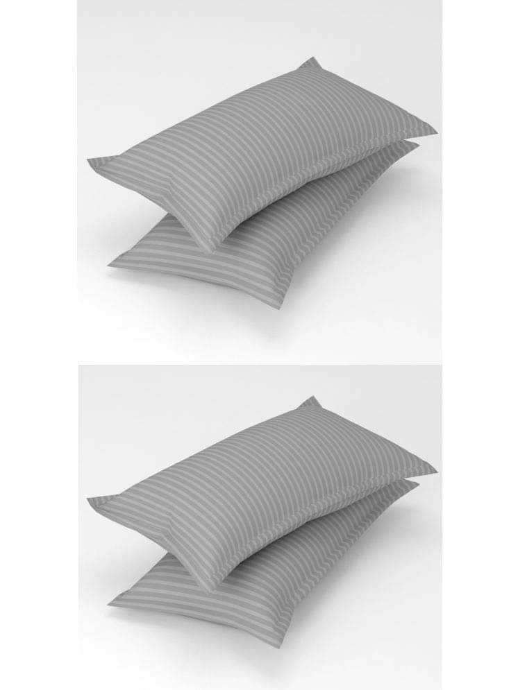 gharsaaz - Pack of 4 Poly Cotton Vertical Striped Standard Size Pillow Cover ( 68.58 cm(27) x 43.18 cm(17) ) - Silver gharsaaz - Pack of 4 Poly Cotton Vertical Striped Standard Size Pillow Cover ( 68.58 cm(27) x 43.18 cm(17) ) - Silver