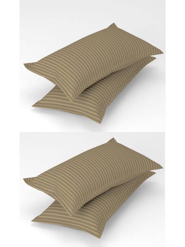     			gharsaaz - Pack of 4 Poly Cotton Vertical Striped Standard Size Pillow Cover ( 68.58 cm(27) x 43.18 cm(17) ) - Beige