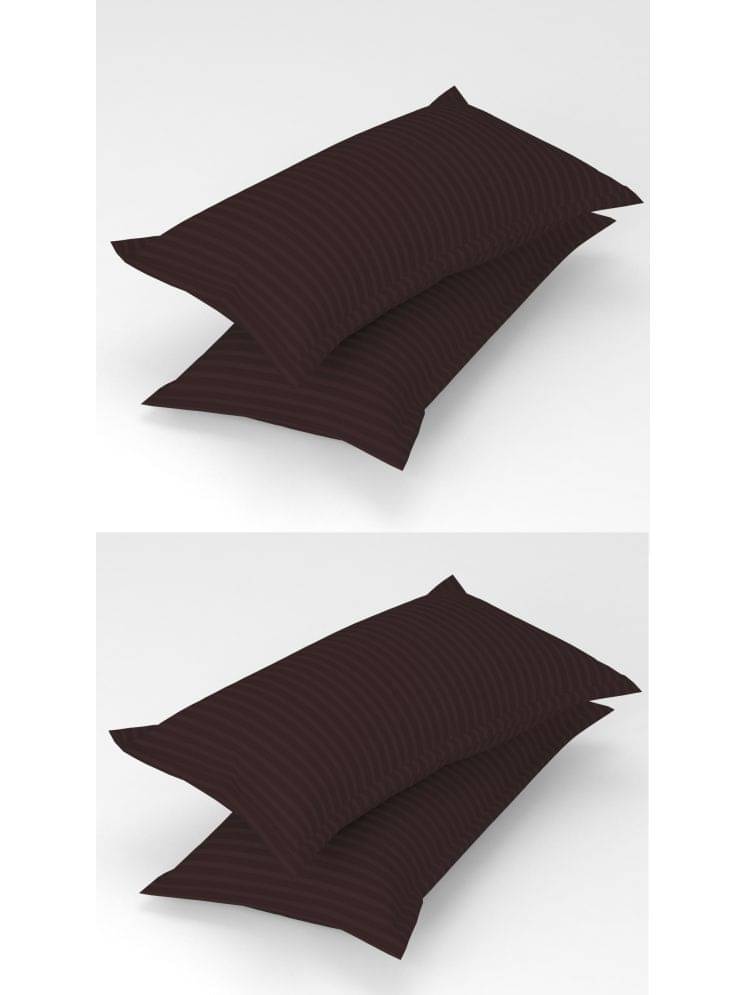 gharsaaz - Pack of 4 Poly Cotton Vertical Striped Standard Size Pillow Cover ( 68.58 cm(27) x 43.18 cm(17) ) - Brown gharsaaz - Pack of 4 Poly Cotton Vertical Striped Standard Size Pillow Cover ( 68.58 cm(27) x 43.18 cm(17) ) - Brown