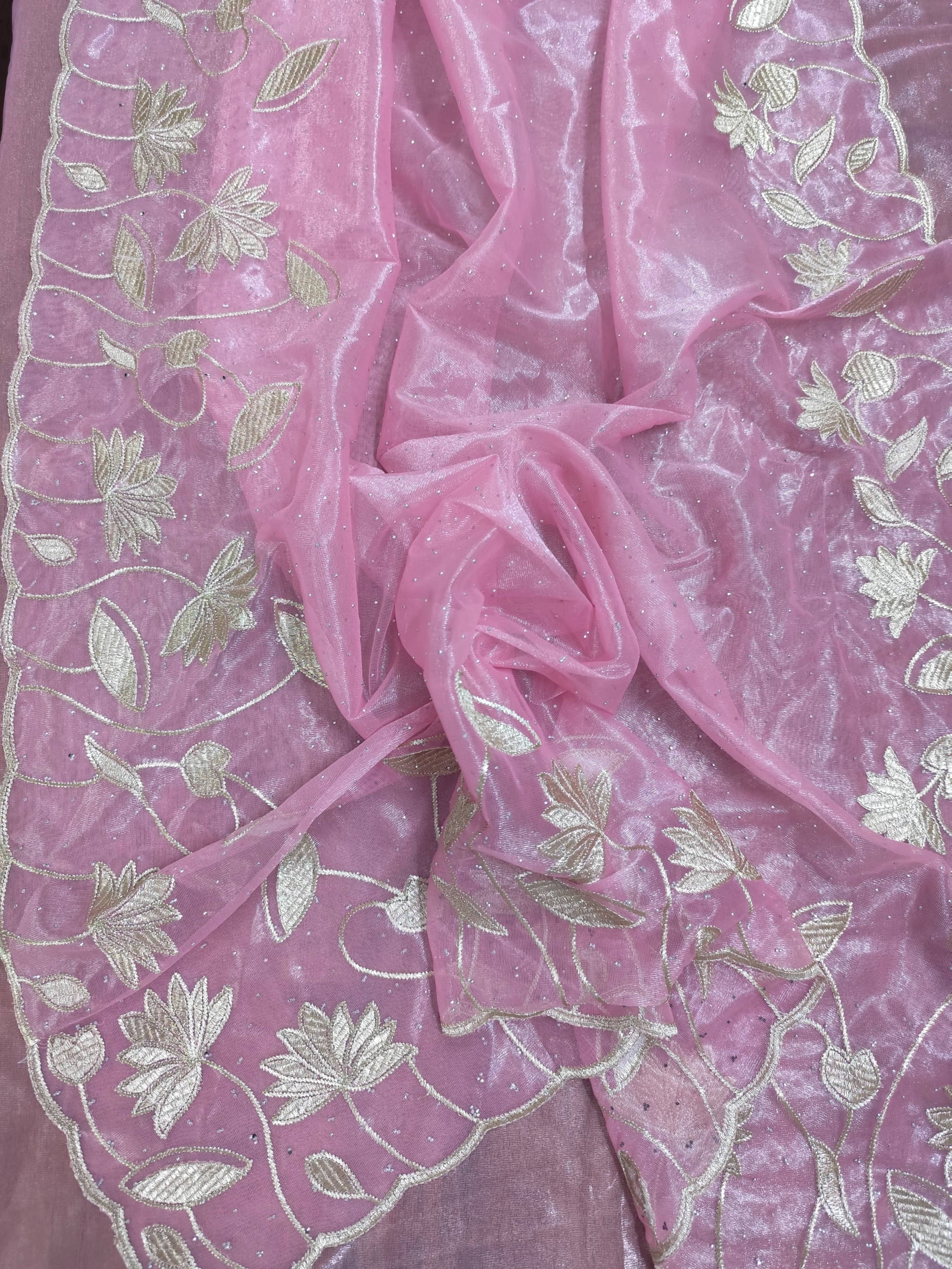 kyara group Net Embroidered Saree With Unstitched Blouse Piece ( Pink ) kyara group Net Embroidered Saree With Unstitched Blouse Piece ( Pink )