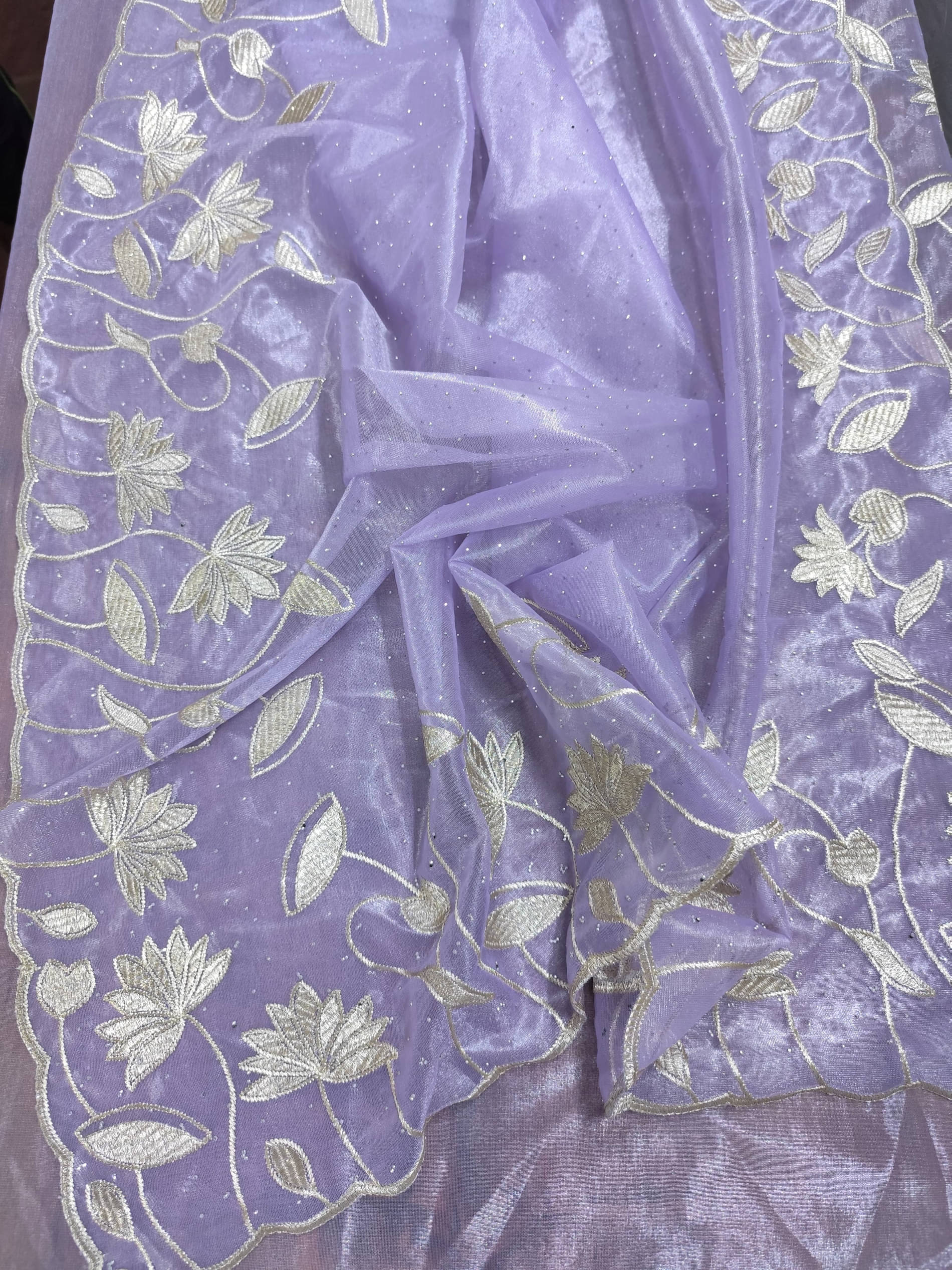 kyara group Net Embroidered Saree With Unstitched Blouse Piece ( Multicolour ) kyara group Net Embroidered Saree With Unstitched Blouse Piece ( Multicolour )