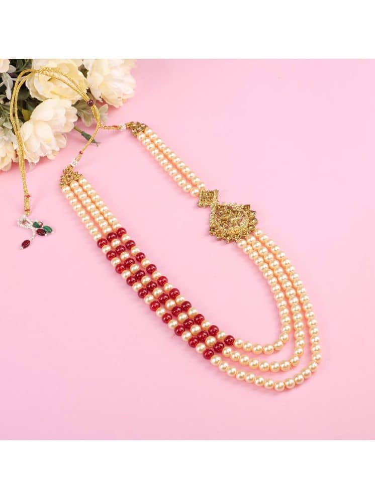 pearl beads Dulha groom sherwani Necklace/Moti Mala for Men for wedding | Exquisite Groom Mala | Perfect for Grooms - Jewellery Sets | Buy online on ZillyBuy